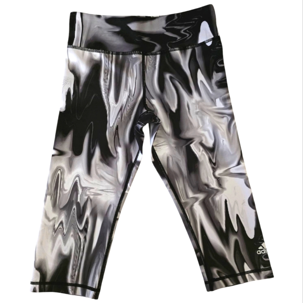 🩶 Adidas Super Soft Marble Crop Leggings Size Medium Juniors Women's XS/S EUC